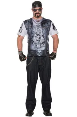 Biker Man Shirt Adult Costume (Large)